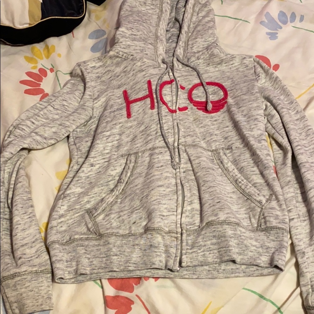 Grey Hollister zip up sweater